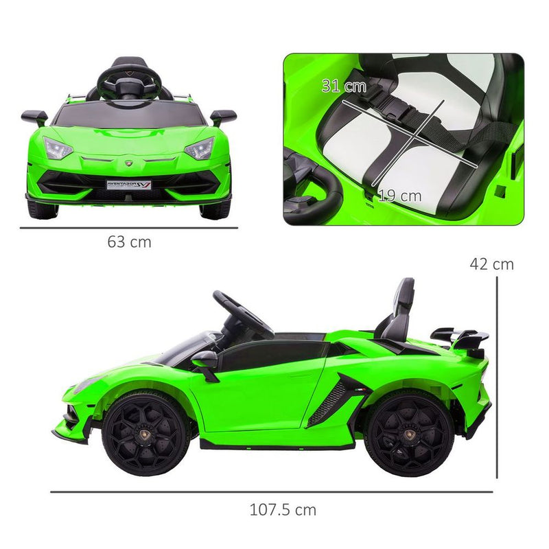 Kids Lamborghini Aventador Licensed 12V Electric Ride On Car - Green