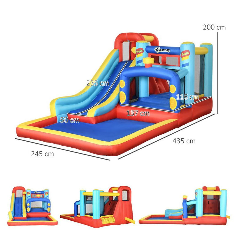 4 in 1 Kids Bouncy Castle Slide Pool Trampoline Climbing Wall Blower