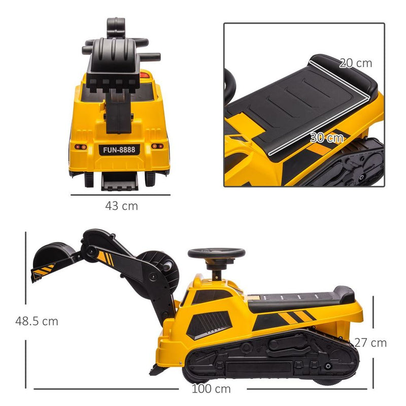 HOMCOM 3 in 1 Ride On Excavator, Bulldozer, Road Roller No Power with Music