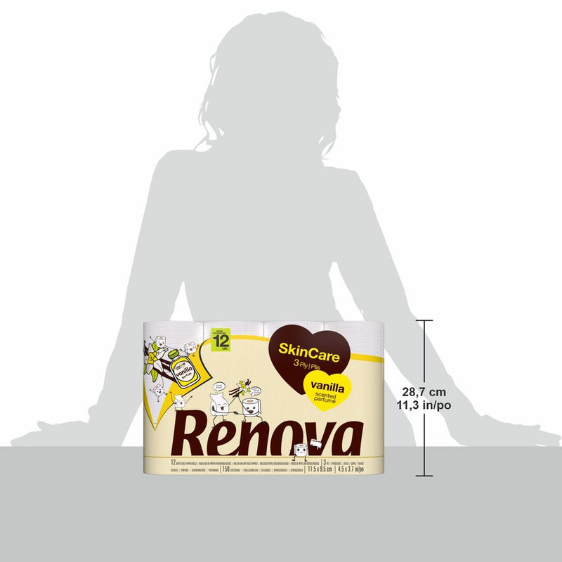 Renova Skincare 60 Toilet Rolls - Soft 3 Ply Quilted Vanilla Scent Tissues