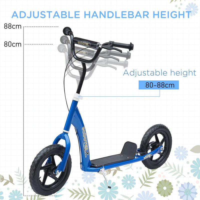 Push Scooter Teen Kids Stunt Bike Ride On with 12" EVA Tyres, Blue