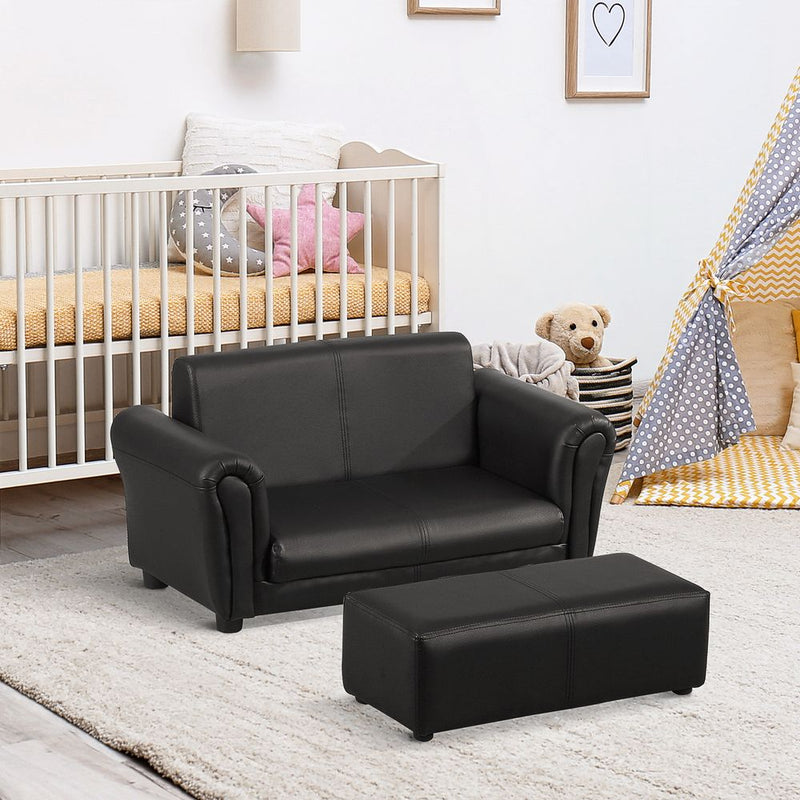 Kids Sofa Set 2 Seater Seat Furniture Armchair Footstool