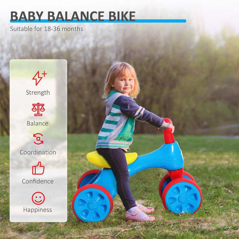 Baby Balance Bike Toddler Safe Training 4 Wheels Storage Bin Muti-Color