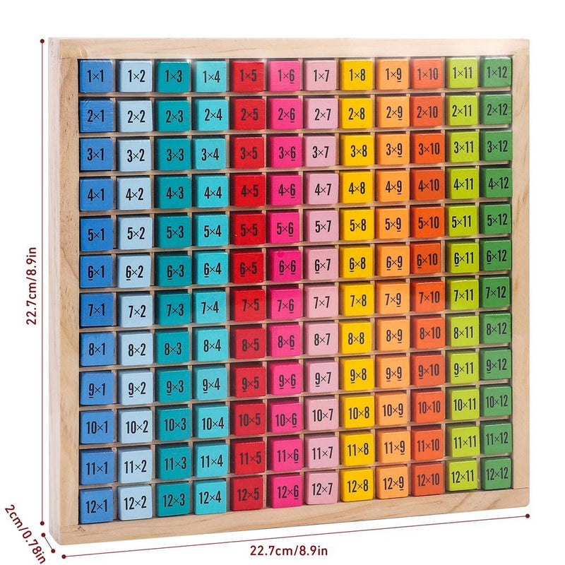 Wooden 1-12 Times Table 145pc Colourful Board Montessori Math for Kids 3+