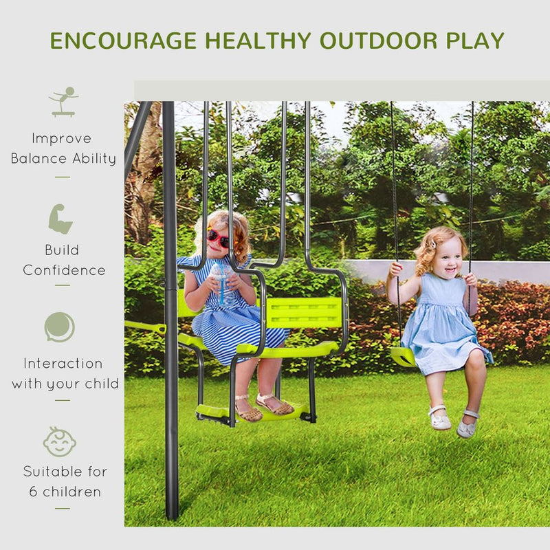 Garden Swing Set with Double Swings Glider Swing Seats for Outdoor