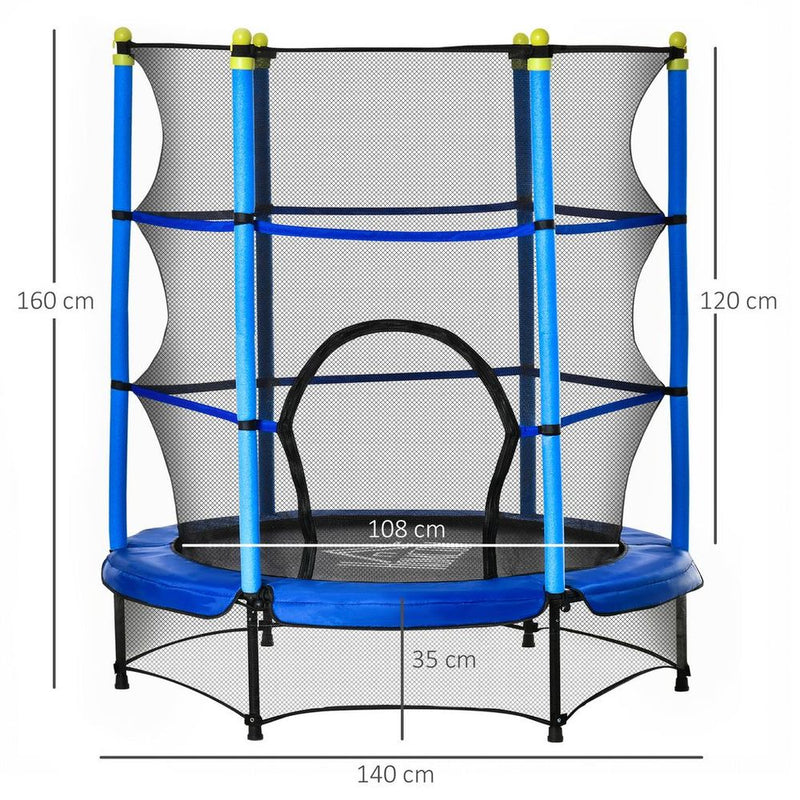 HOMCOM 5.2FT Kids Trampoline with Safety Enclosure Indoor Outdoor - Blue