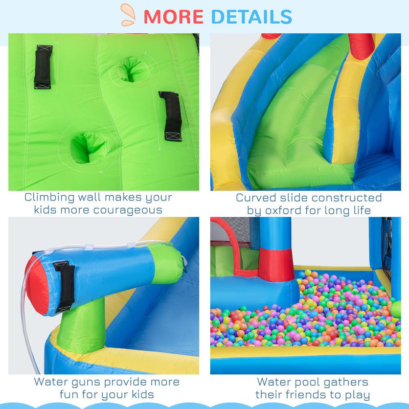 Kids Inflatable Bouncy Castle 6 in 1 Water Slide Water Gun Air Blower