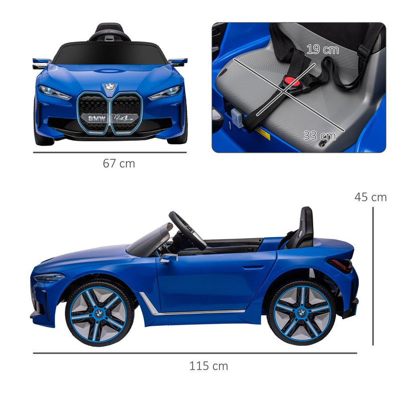 HOMCOM BMW i4 Licensed 12V Kids Electric Ride-On Car with Remote Control - Blue