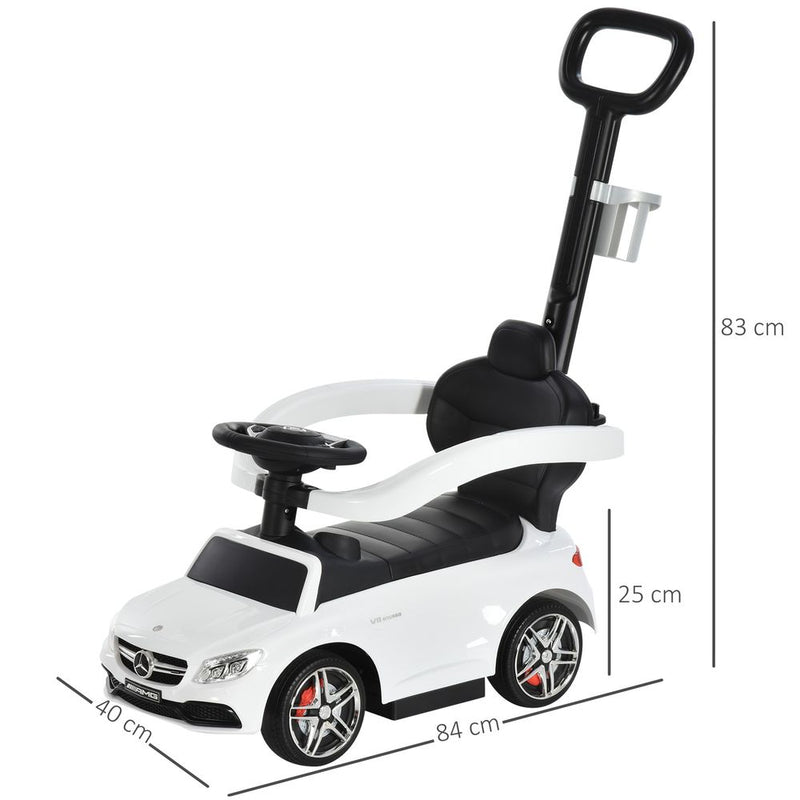 Mercedes-Benz Licensed Ride-On Pushcar w/ Storage Handle Horn White