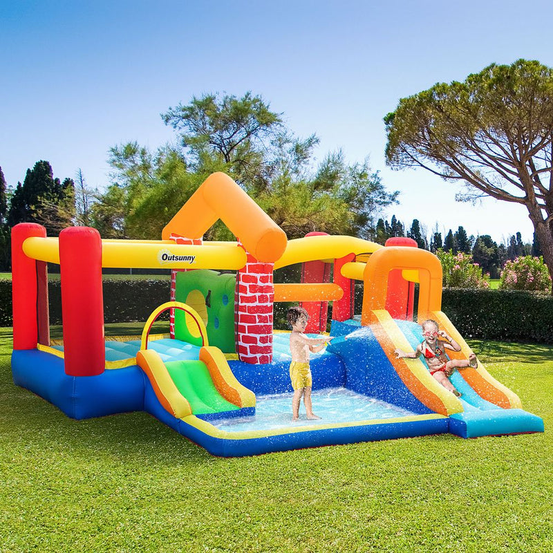 Kids Bouncy Castle with Double Slides Pool Trampoline with Blower