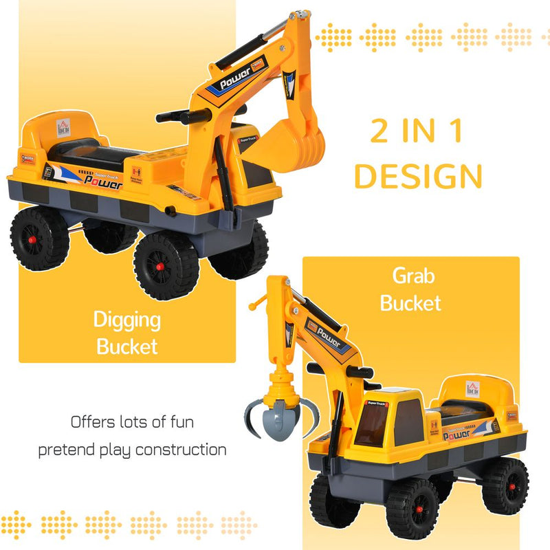 Ride on Excavator Digger Music Light for 2-3 Years Old Yellow