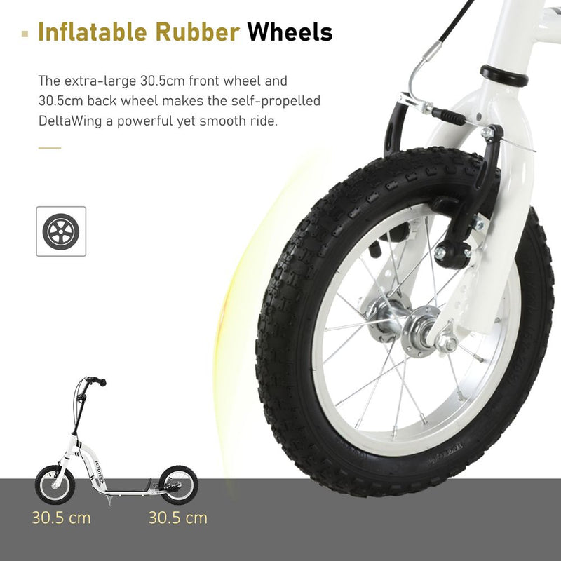 Dual Brakes Kick Scooter 12-Inch Inflatable Wheel Ride On Toy HOMCOM