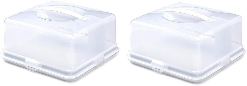 2 x Square Cake Box, Plastic,