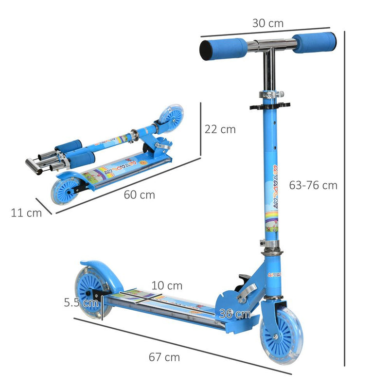 Scooter for kids Aged 3-7 Years w/ Lights, Music, Adjustable Height - Blue