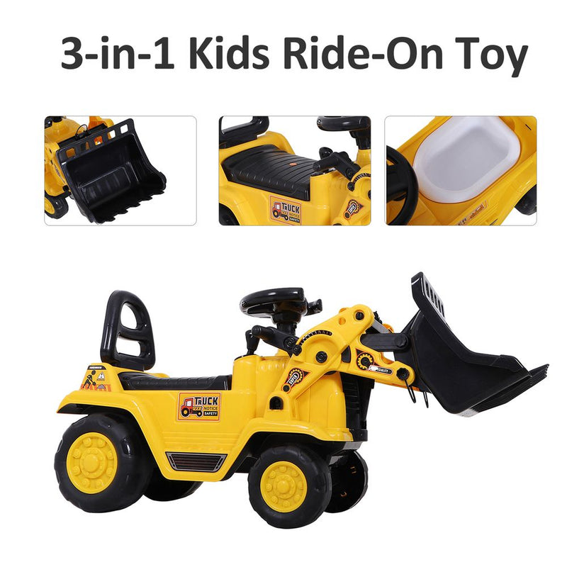 Kids Ride-On Bulldozer Toddler Scooter Storage Cart Construction Truck