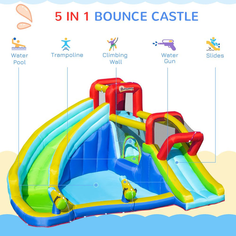 5 in 1 Kids Bouncy Castle with Slide Pool Inflatable House Inflator