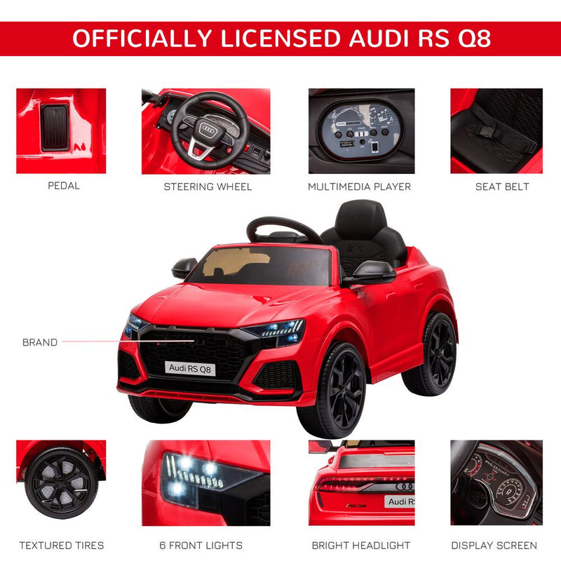 Audi RS Q8 6V Kids Electric Ride On Car Toy w/ Remote Control Red HOMCOM