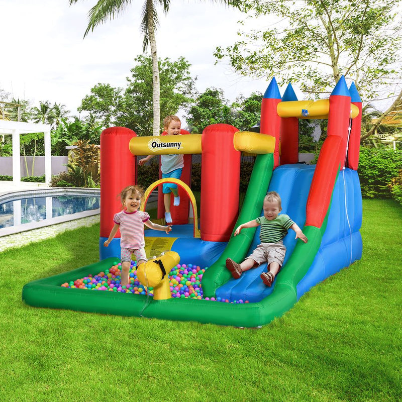 Kids Bouncy Castle w/ Slide Water Pool Climbing Wall & Trampoline