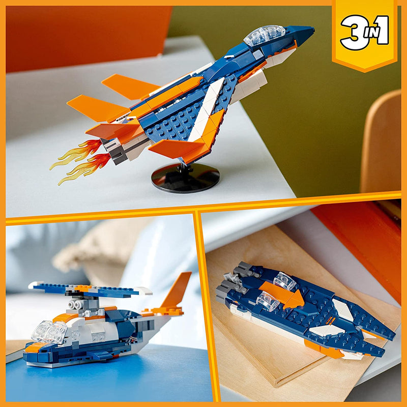 Lego 31126 Creator 3In1 Supersonic Jet Plane to Helicopter to Speed Boat Toy Set