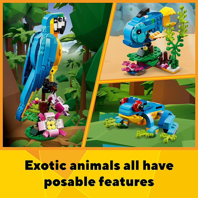 Lego 31136 Creator 3 in 1 Exotic Parrot to Frog to Fish Animal Figures Building Toy