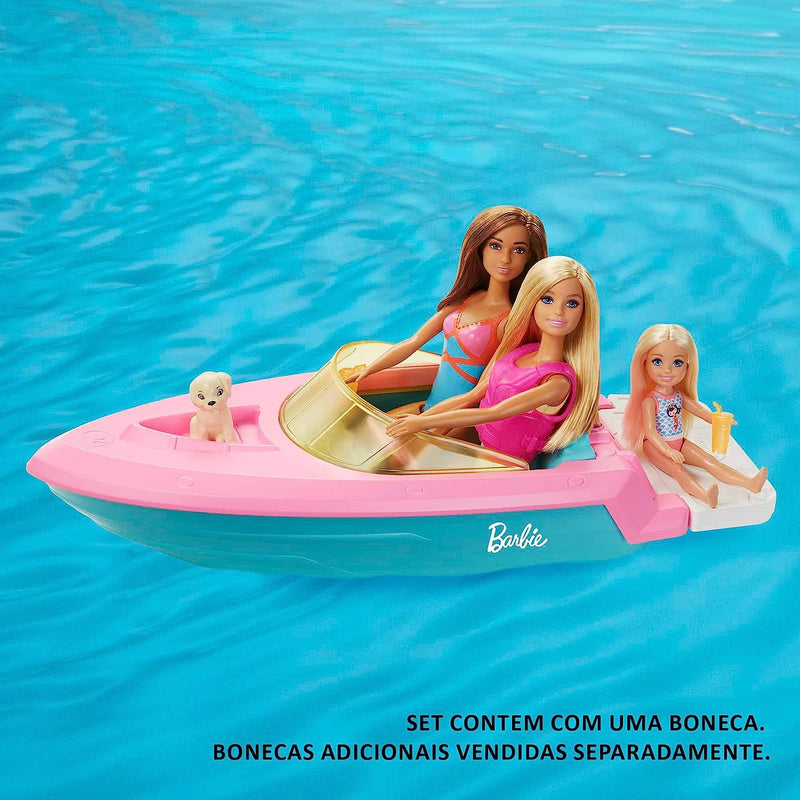 Barbie Doll and Boat Playset with Pet Puppy