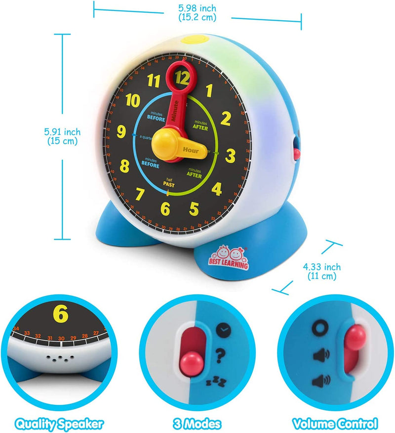 Learning Clock - Educational Talking Learn to Tell Time Teaching Light-Up Toy 