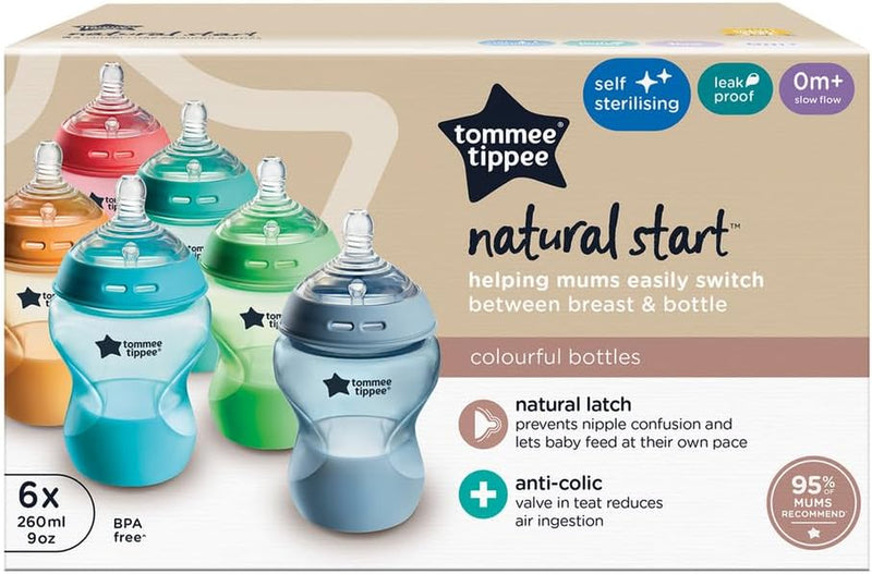 Tommee Tippee Closer to Nature Anti-Colic Baby Bottle 260Ml Pack of 6