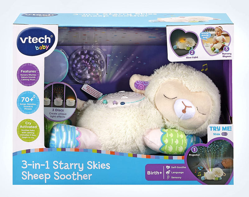 Vtech Baby 3-In-1 Starry Skies Sheep Soother Soft Toy for Babies 