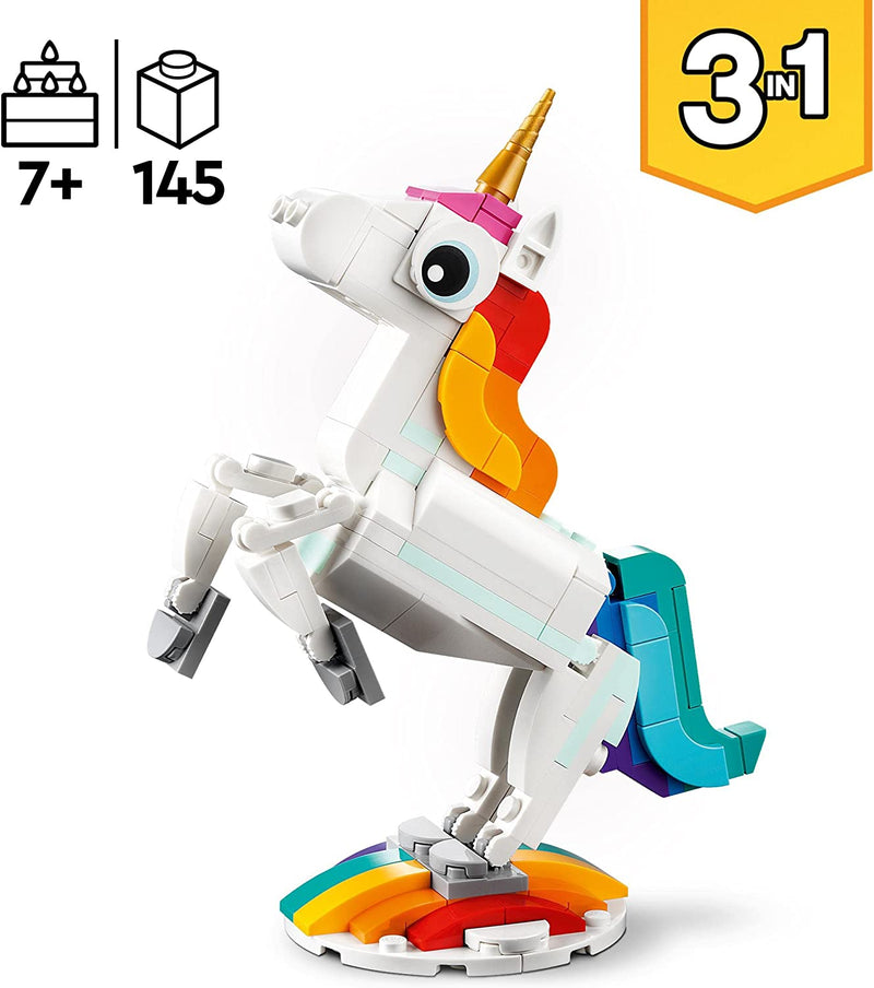 Lego 31140 Creator 3 in 1 Magical Unicorn Toy to Seahorse to Peacock