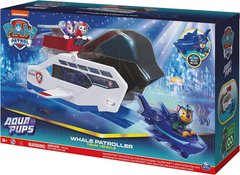 Paw Patrol Aqua Pups Whale Patroller Team Vehicle with Chase Action Figure