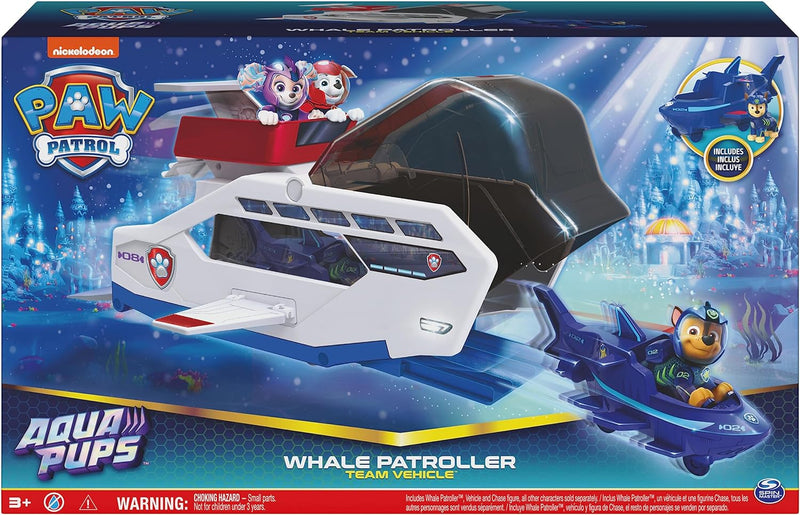 Paw Patrol Aqua Pups Whale Patroller Team Vehicle with Chase Action Figure