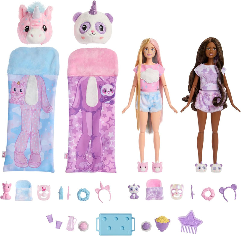 Barbie Cutie Reveal Slumber Party Gift Set 2 Dolls with Surprises