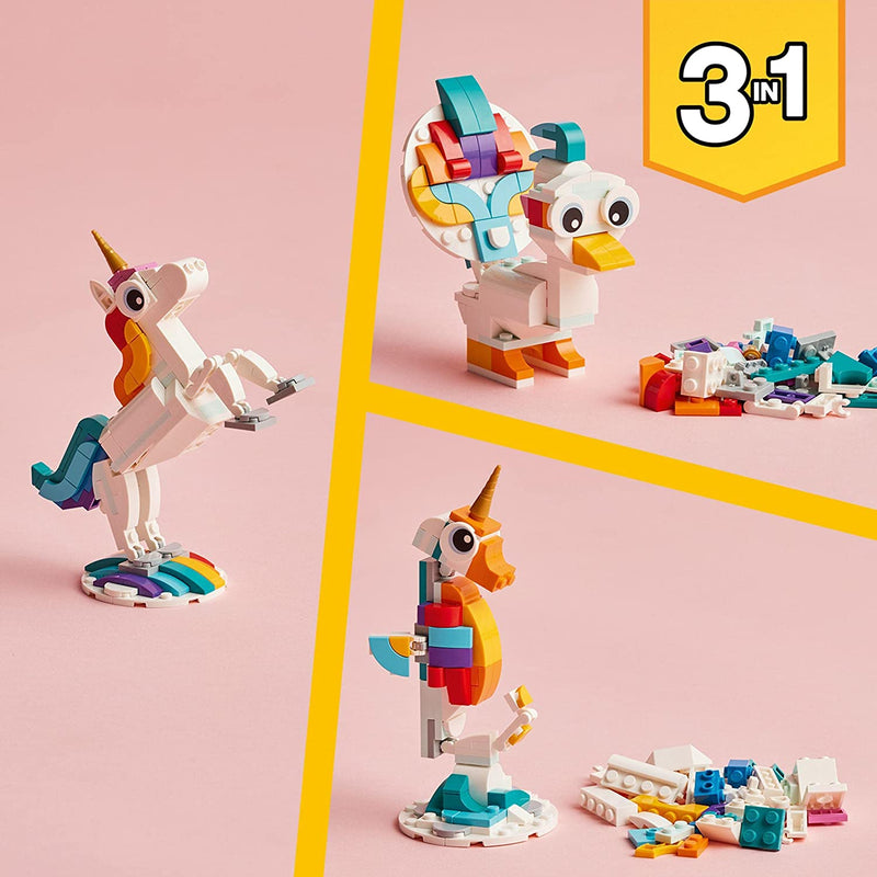 Lego 31140 Creator 3 in 1 Magical Unicorn Toy to Seahorse to Peacock