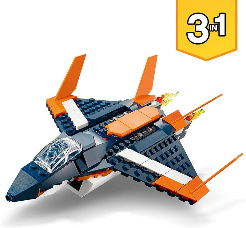 Lego 31126 Creator 3In1 Supersonic Jet Plane to Helicopter to Speed Boat Toy Set