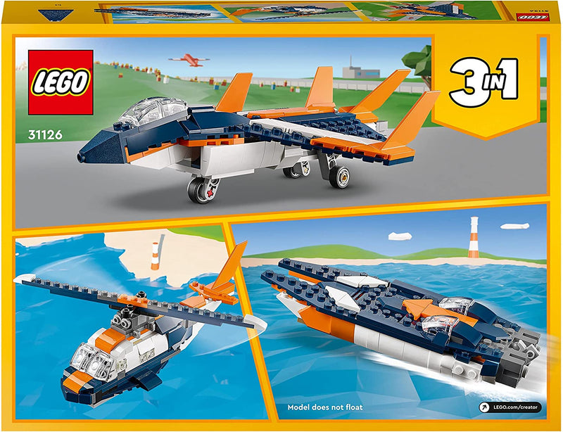 Lego 31126 Creator 3In1 Supersonic Jet Plane to Helicopter to Speed Boat Toy Set