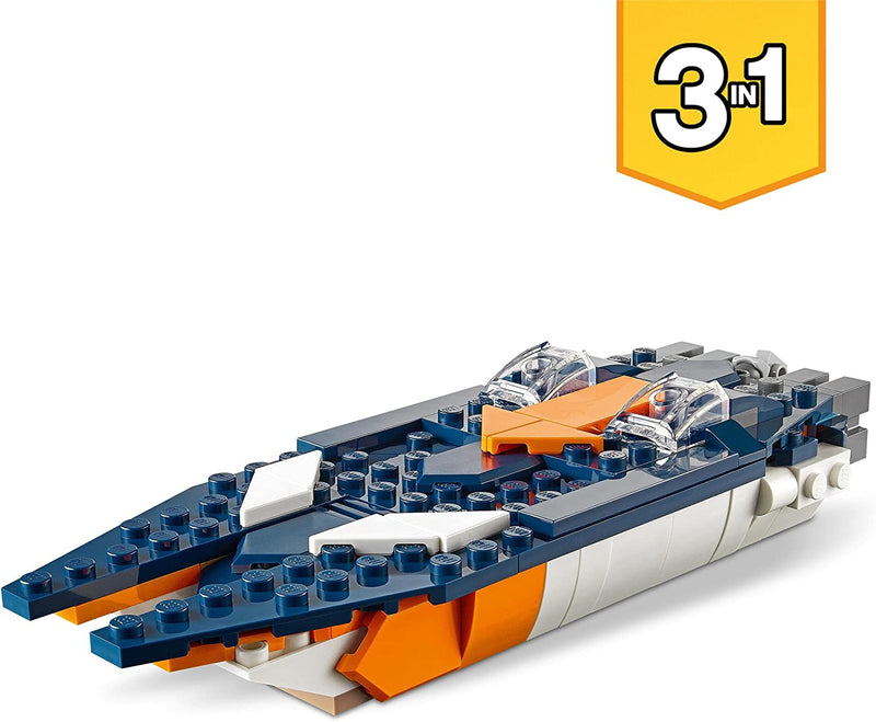 Lego 31126 Creator 3In1 Supersonic Jet Plane to Helicopter to Speed Boat Toy Set