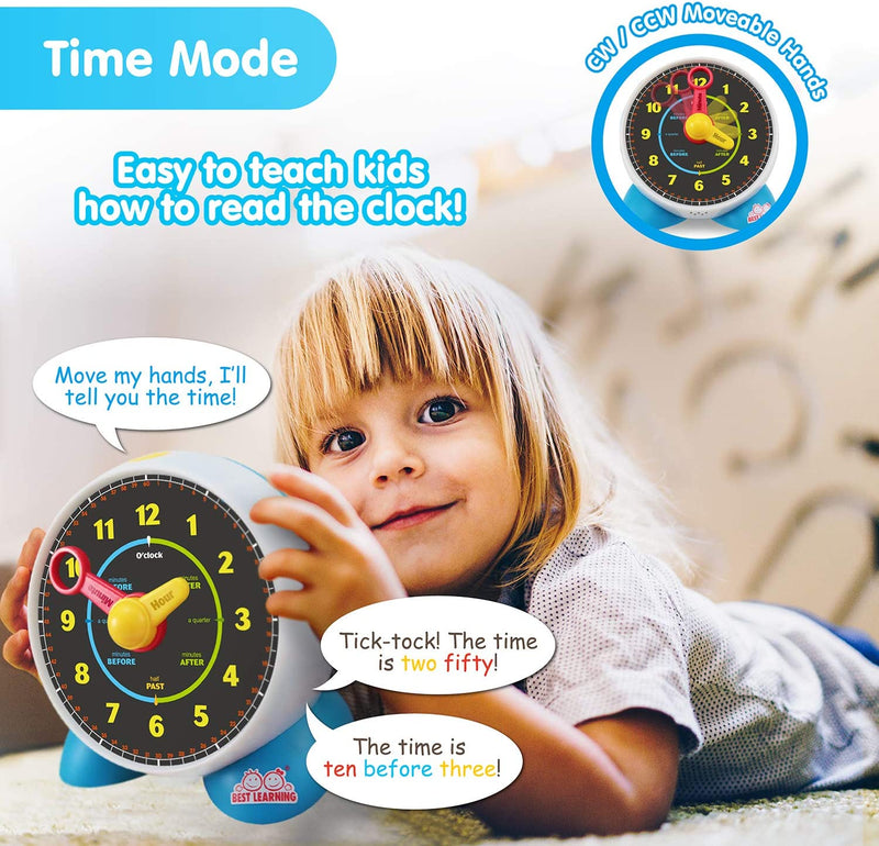 Learning Clock - Educational Talking Learn to Tell Time Teaching Light-Up Toy 