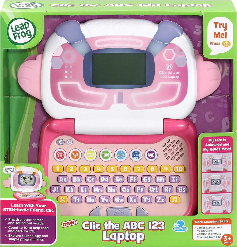 Leapfrog Clic the ABC 123 Laptop Interactive Learning Laptop Pink