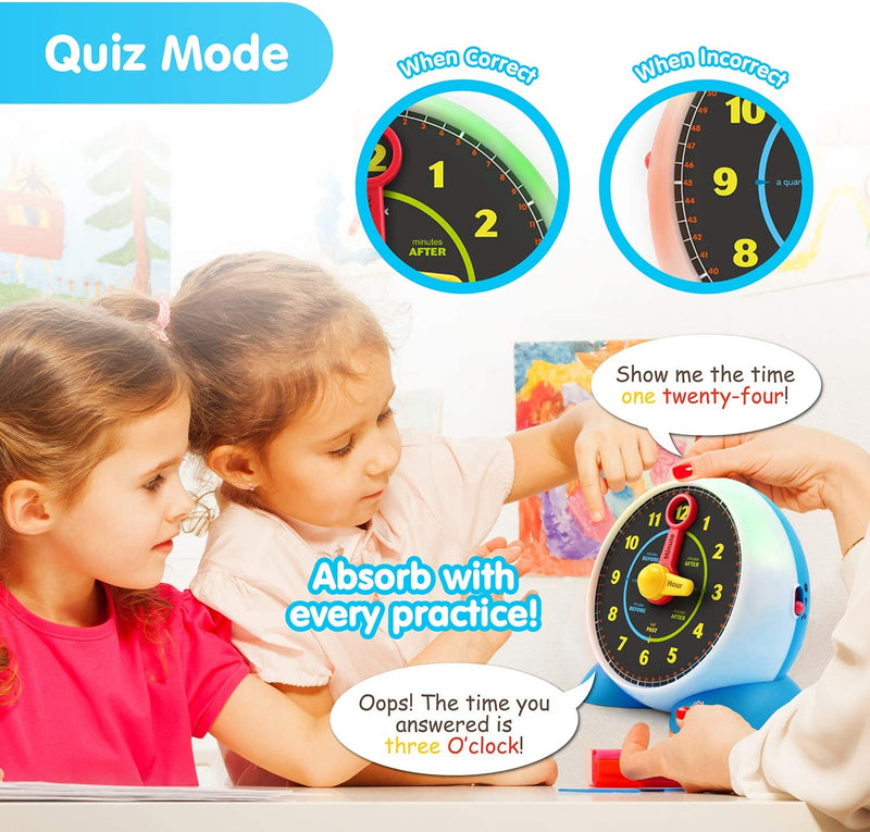 Learning Clock - Educational Talking Learn to Tell Time Teaching Light-Up Toy 