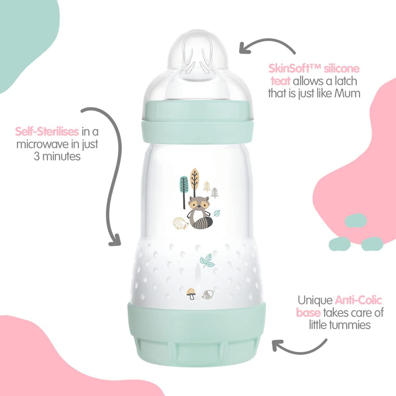 MAM Easy Start Self Sterilising Anti-Colic Baby Bottle Pack of 3 (3 X 260 Ml)